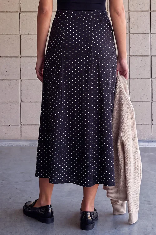 Roman Black Polka Dot Midi Skirt - 18 Image 3