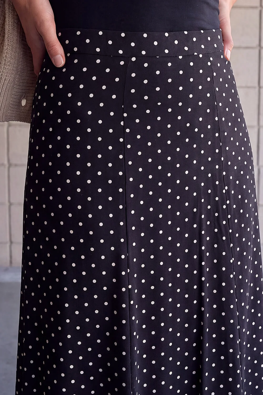 Roman Black Polka Dot Midi Skirt - 18 Image 4