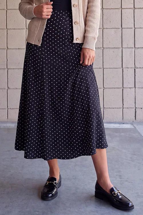 Roman Black Polka Dot Midi Skirt - 18 Image 1