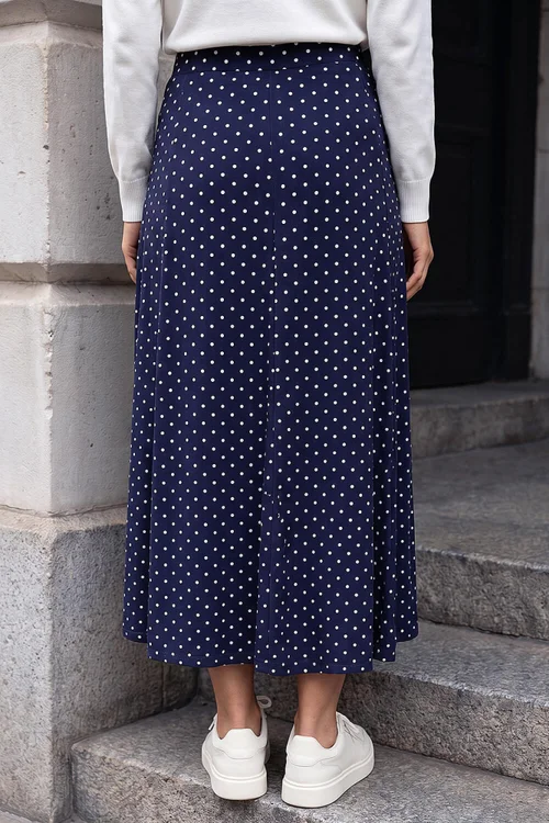Roman Navy Polka Dot Midi Skirt - 14 Image 3