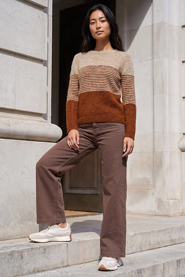Roman Rust Petite Block Stripe Knit Jumper