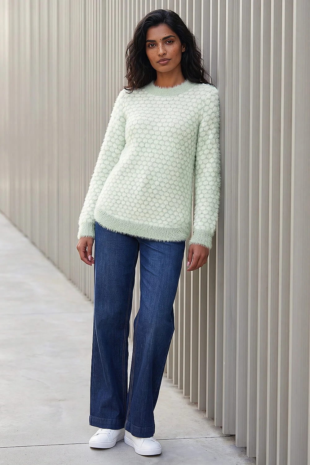 Roman Mint Fluffy Spot Curved Hem Jumper - 14 Image 2