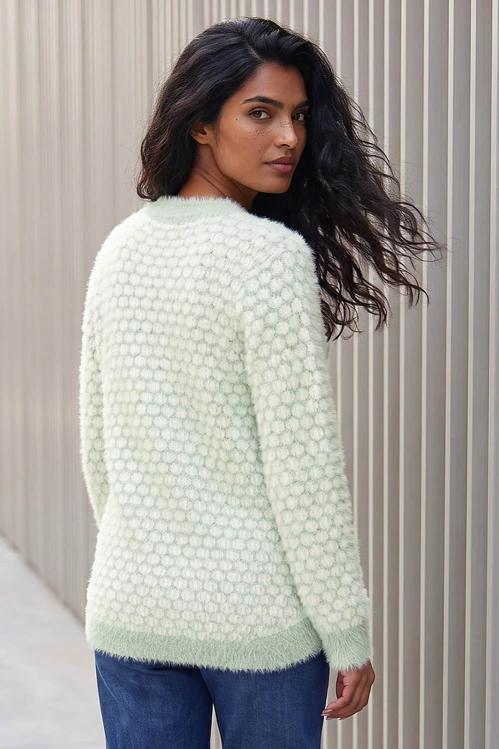 Roman Mint Fluffy Spot Curved Hem Jumper - 14 Image 3