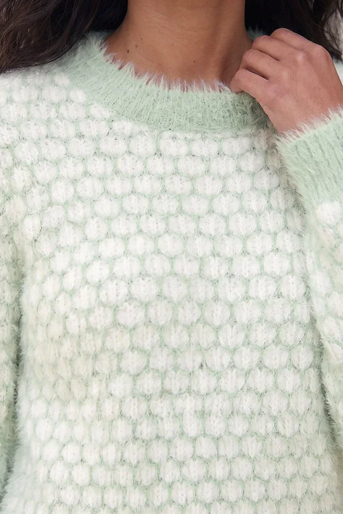 Roman Mint Fluffy Spot Curved Hem Jumper - 14 Image 4