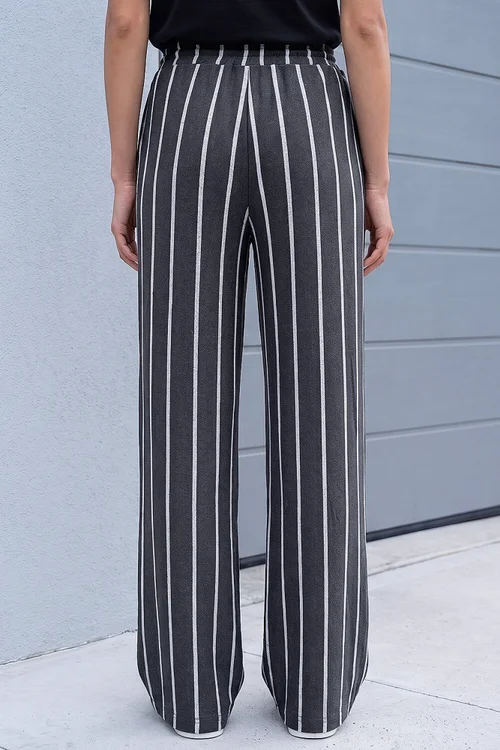 Roman Grey Stripe Drawstring Stretch Trouser - 12 Image 3