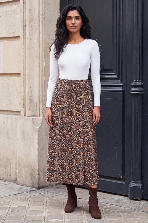 Roman Khaki Woodland Floral Print Skirt - 18 Image 2