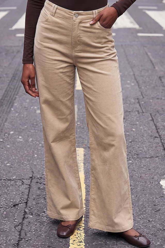 Roman Stone Petite Baby Corduroy Wide Leg Trouser