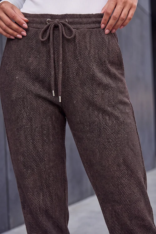 Roman Chocolate Petite Abstract Stretch Trousers - 18 Image 4