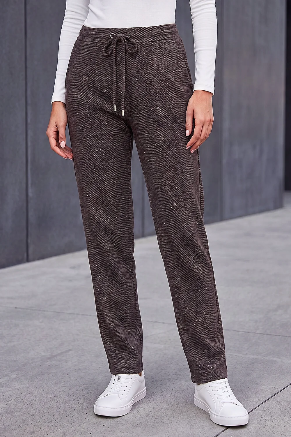 Roman Chocolate Petite Abstract Stretch Trousers - 18 Image 2
