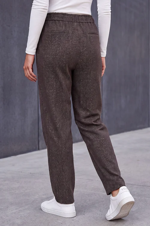 Roman Chocolate Petite Abstract Stretch Trousers - 18 Image 3