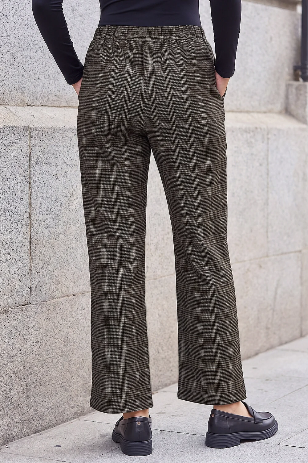 Roman Black Petite Checked Print Trouser - 10 Image 3