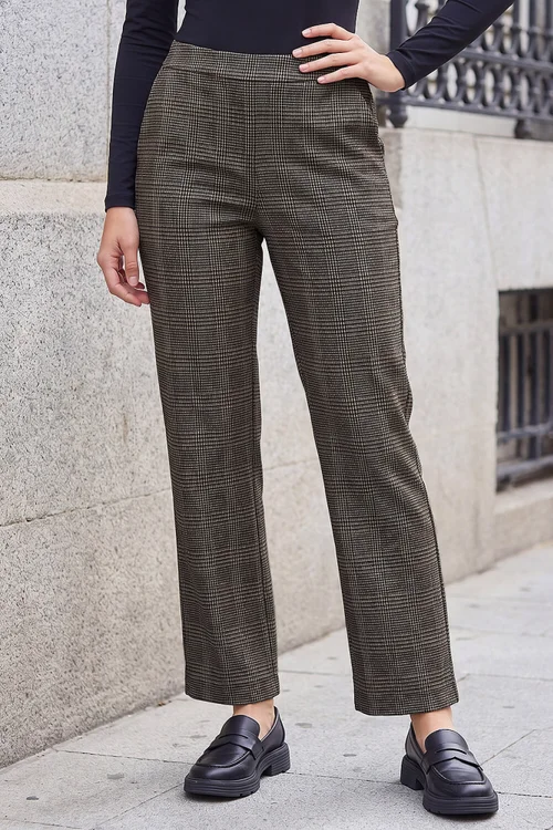 Roman Black Petite Checked Print Trouser - 10 Image 2