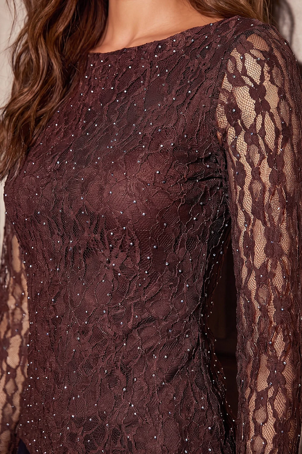 Roman Aubergine Lace Ruched Top - 12 Image 4
