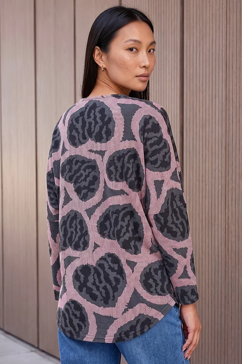 Roman Rose Heart Print Zip Top - 18 Image 3
