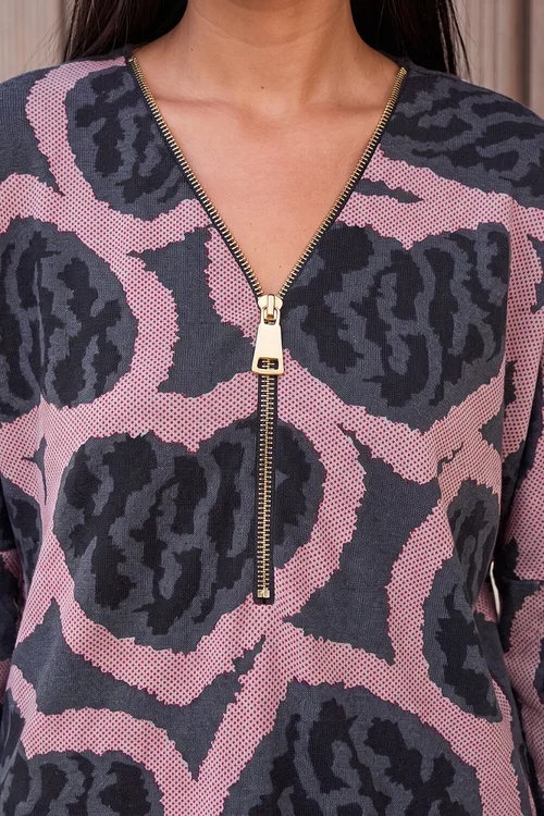 Roman Rose Heart Print Zip Top - 18 Image 4