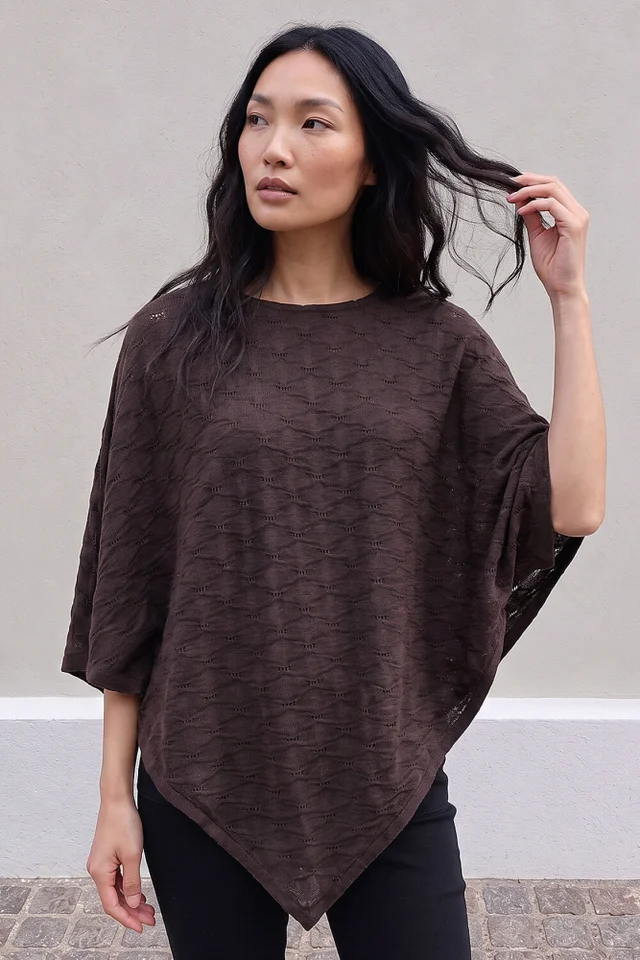 Roman Chocolate Textured Cape Top