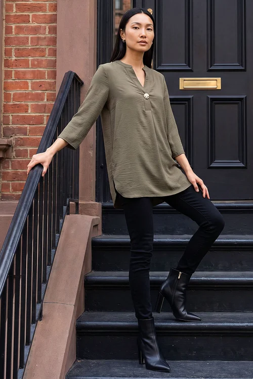 Roman Khaki Button Detail Top - 10 Image 2