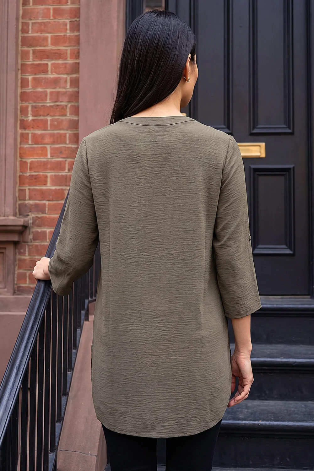 Roman Khaki Button Detail Top - 10 Image 3