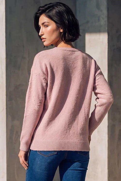 Roman Light Pink Petite Bobble Contrast Knit Jumper - 14 Image 3