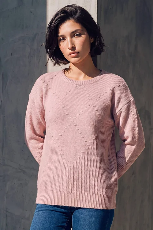Roman Light Pink Petite Bobble Contrast Knit Jumper - 14 Image 1
