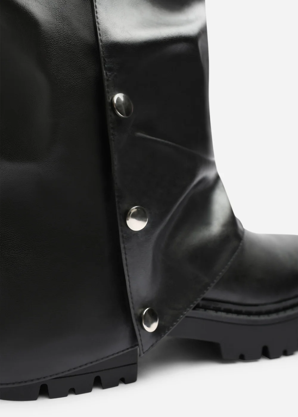 Where's That From Cavelle Ruched Black Fold Down Chunky Knee High Boot - 5 Image 5