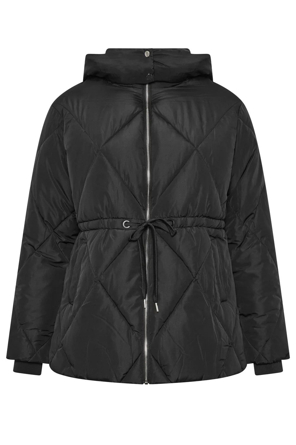 Yours Curve Black Diamond Quilted Puffer Coat - 18 Image 5