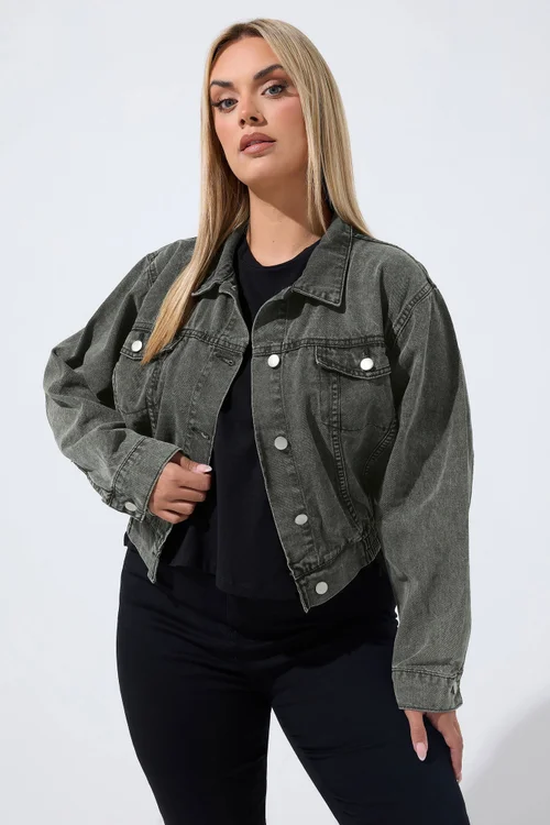 Yours Limited Curve Grey Denim Jacket - 26-28 Image 1