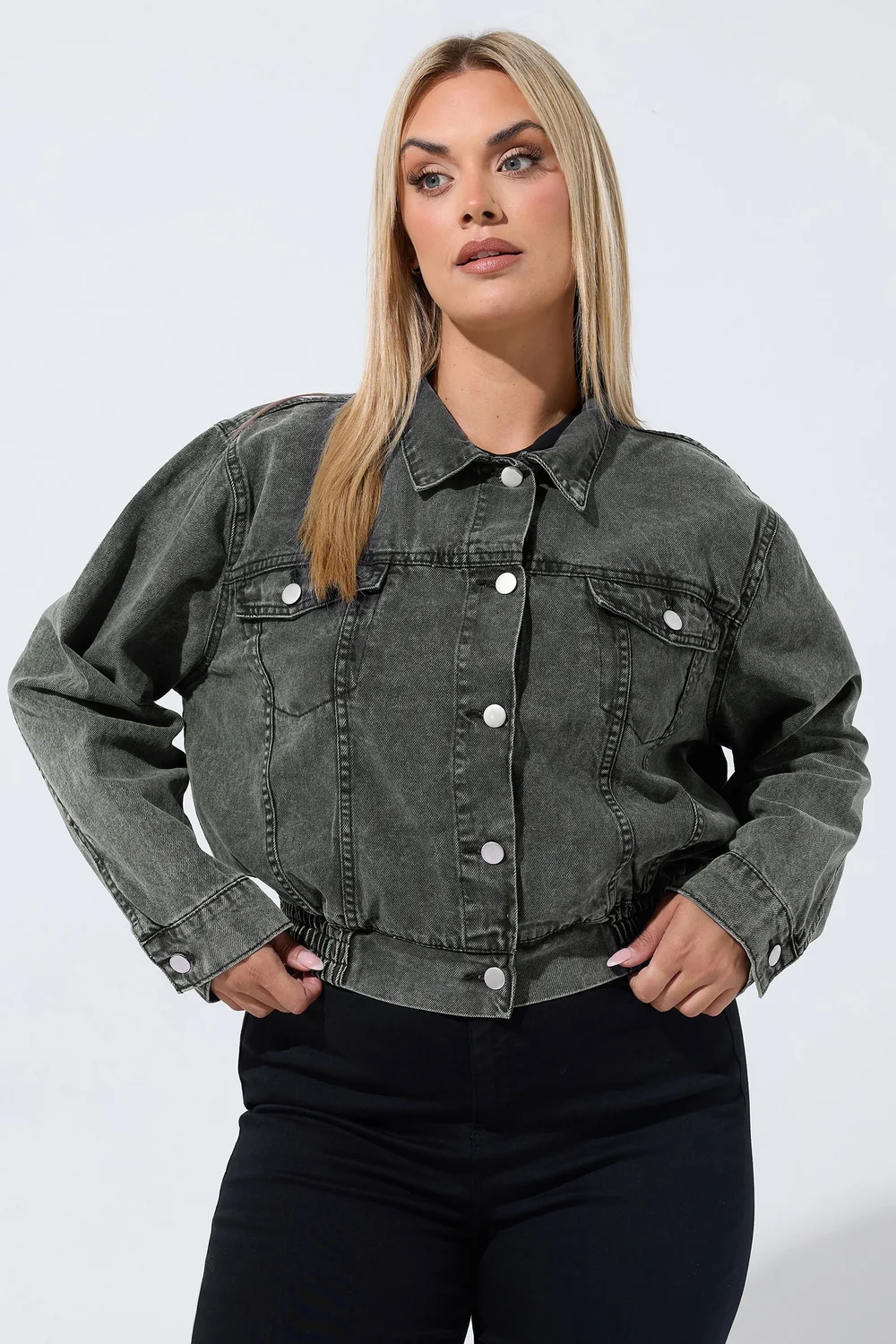 Yours Limited Curve Grey Denim Jacket - 26-28 Image 3