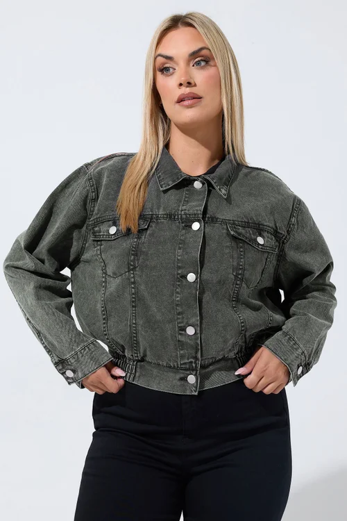 Yours Limited Curve Grey Denim Jacket - 26-28 Image 3