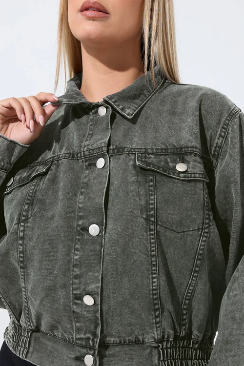 Yours Limited Curve Grey Denim Jacket - 26-28 Image 4