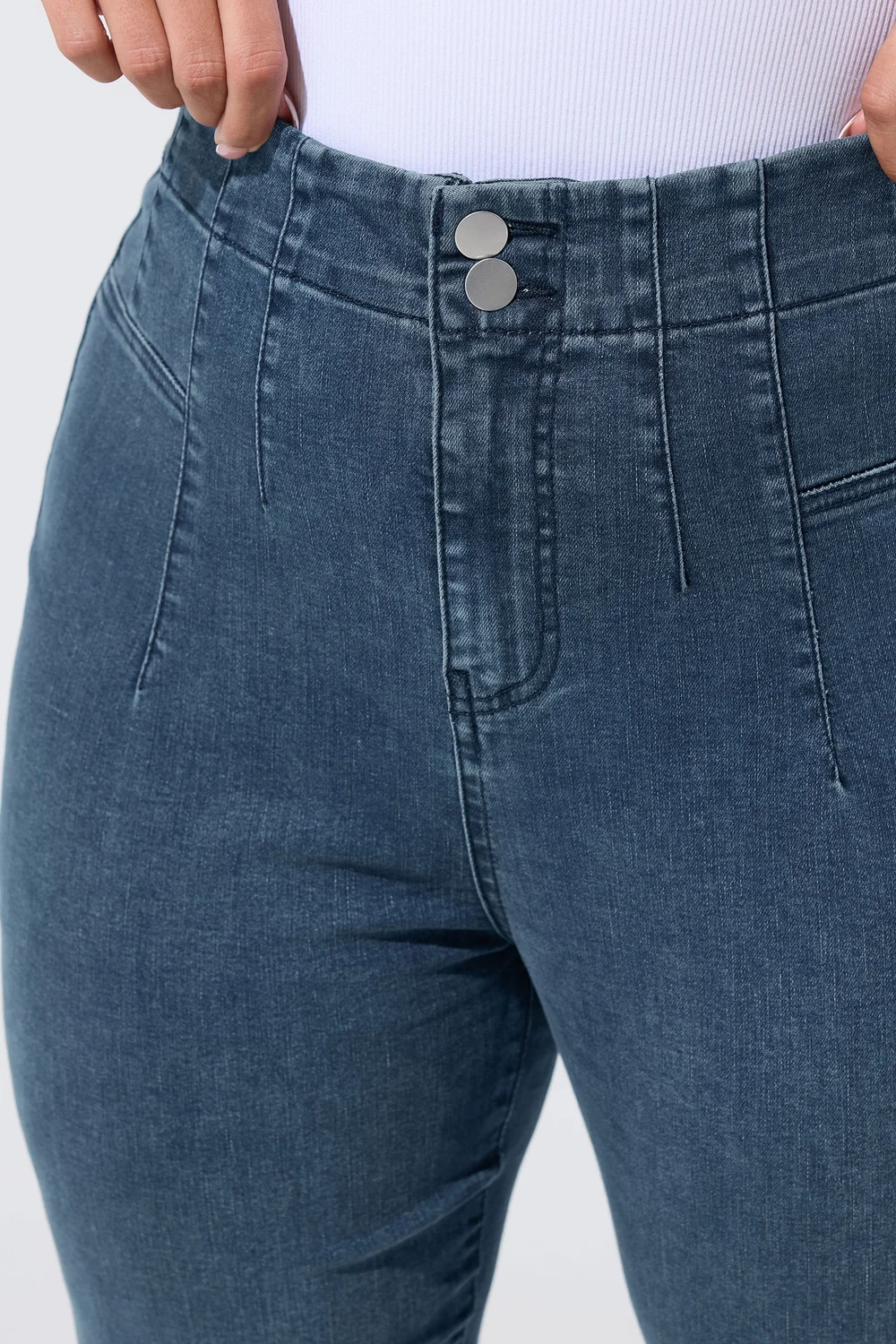Yours Limited Curve Blue Seam Detail Flared Jeans - 20 Image 4