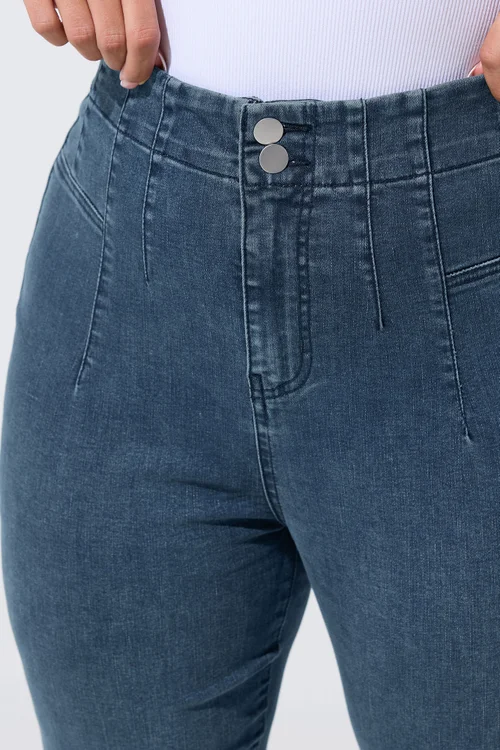 Yours Limited Curve Blue Seam Detail Flared Jeans - 20 Image 4