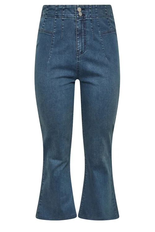 Yours Limited Curve Blue Seam Detail Flared Jeans - 20 Image 5