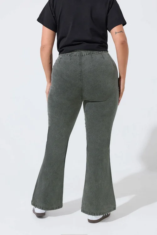 Yours Limited Curve Grey Seam Detail Flared Jeans - 14 Image 3