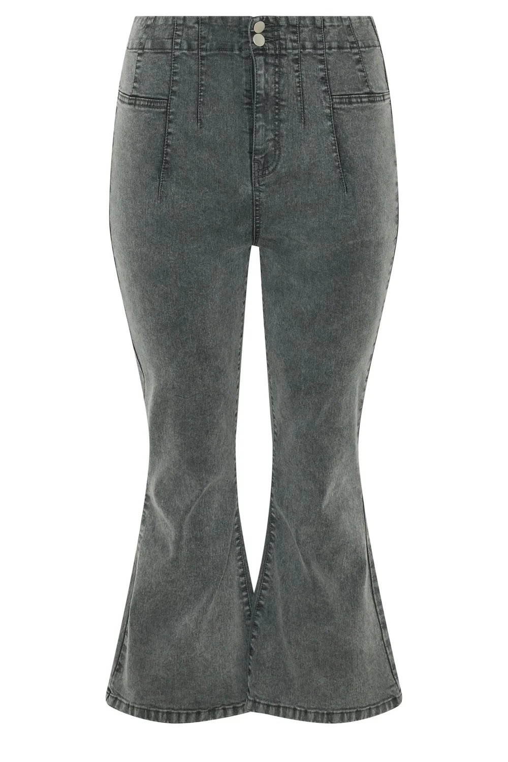 Yours Limited Curve Grey Seam Detail Flared Jeans - 14 Image 5