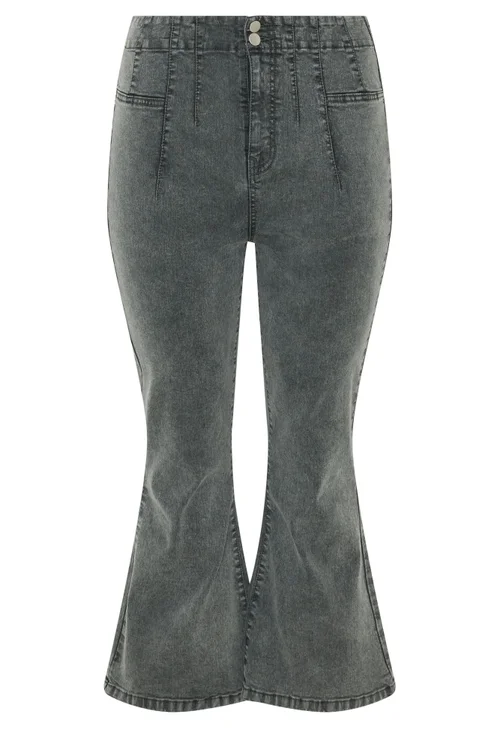 Yours Limited Curve Grey Seam Detail Flared Jeans - 14 Image 5