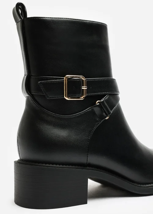 Where's That From Elvara Black Low Block Heel Ankle Boot With Strap Detail - 8 Image 5