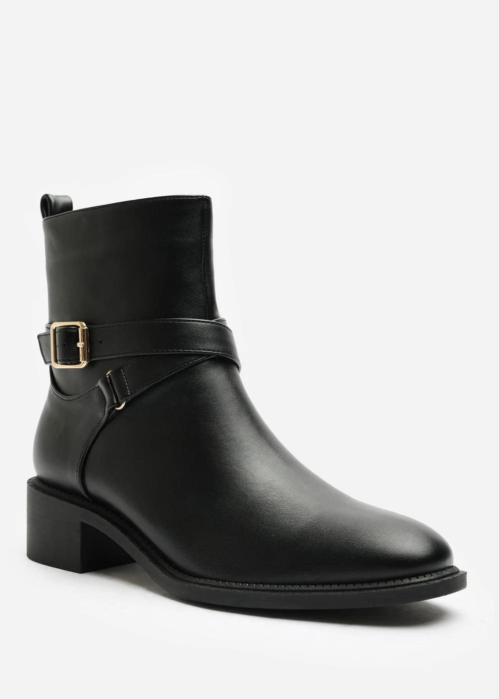 Where's That From Elvara Black Low Block Heel Ankle Boot With Strap Detail - 8 Image 3