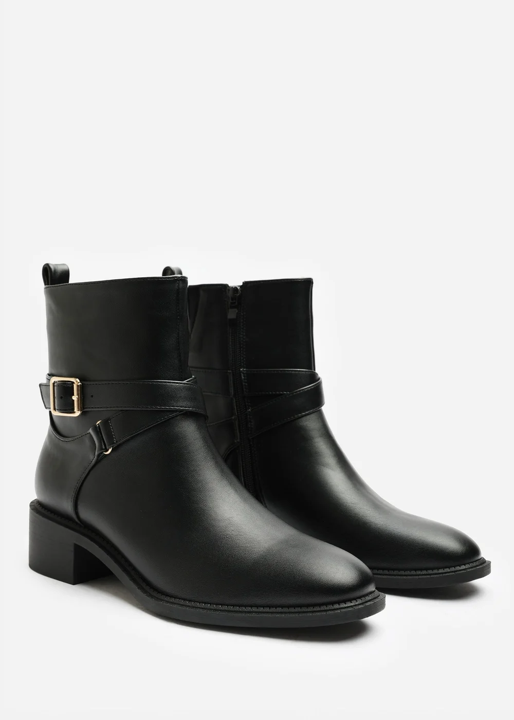 Where's That From Elvara Black Low Block Heel Ankle Boot With Strap Detail - 8 Image 4