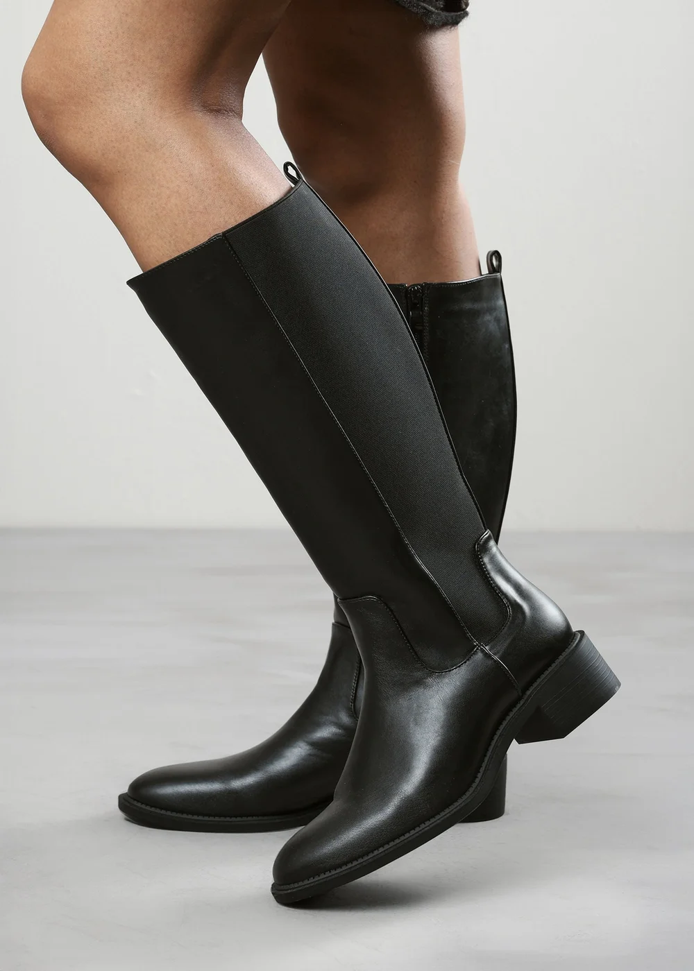 Where's That From Evara Black Low Block Heel Elastic Stretch Knee High Riding Boot - 8 Image 5