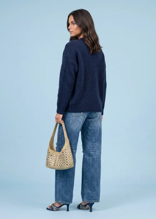 Urban Bliss Navy Wool Blend Longline Jumper - M Image 3