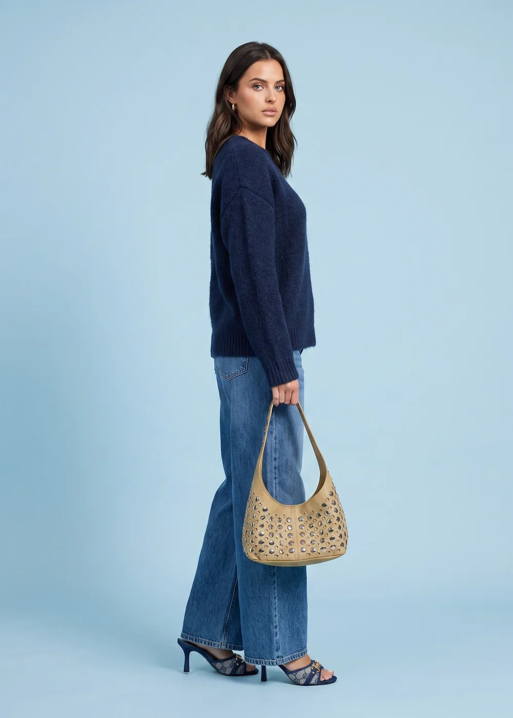 Urban Bliss Navy Wool Blend Longline Jumper - M Image 2