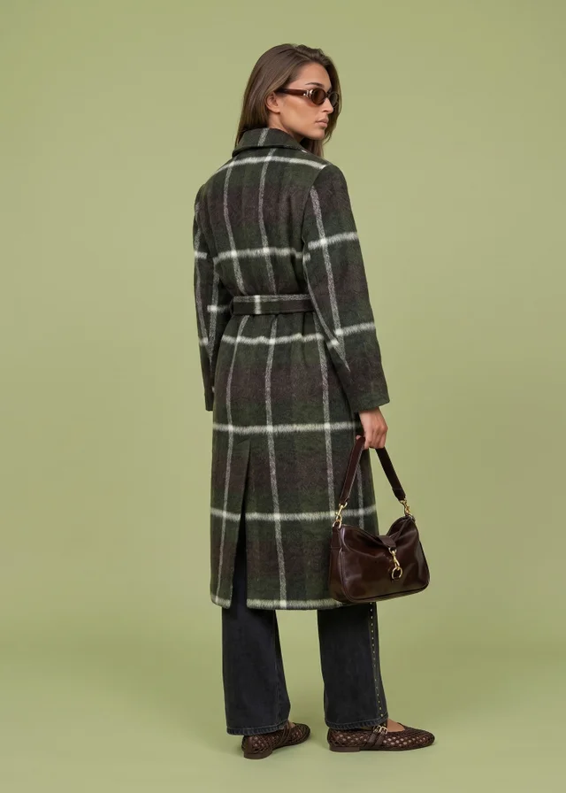 Urban Bliss Green Check Belted Coat