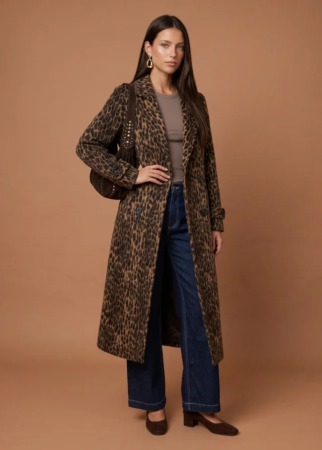 Urban Bliss Brown Leopard Print Formal Coat