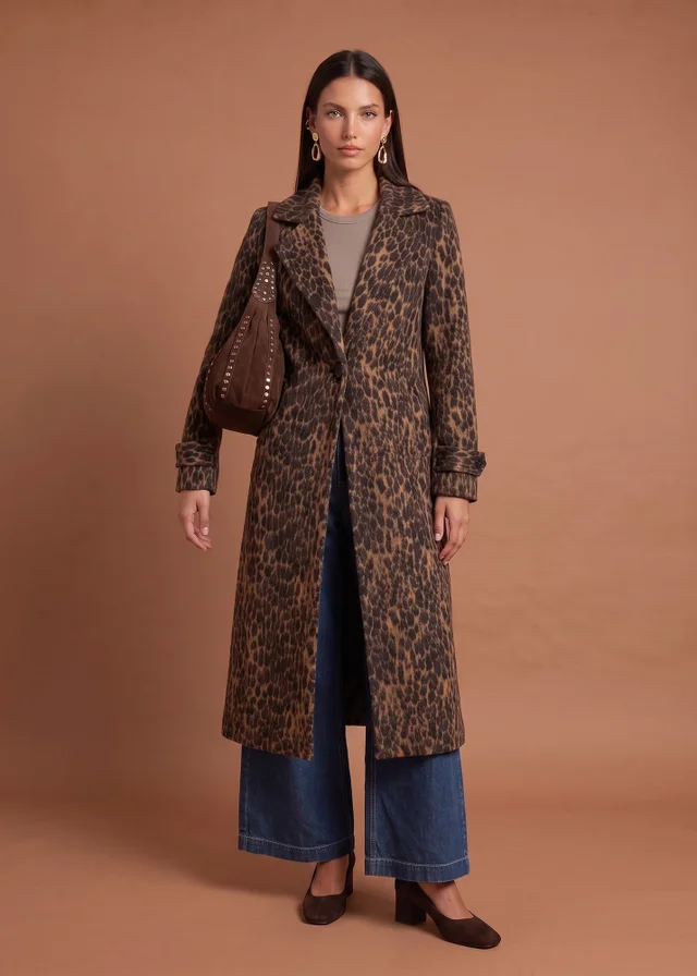 Urban Bliss Brown Leopard Print Formal Coat