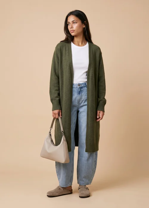 Urban Bliss Khaki Longline Patch Pocket Cardigan - M Image 1