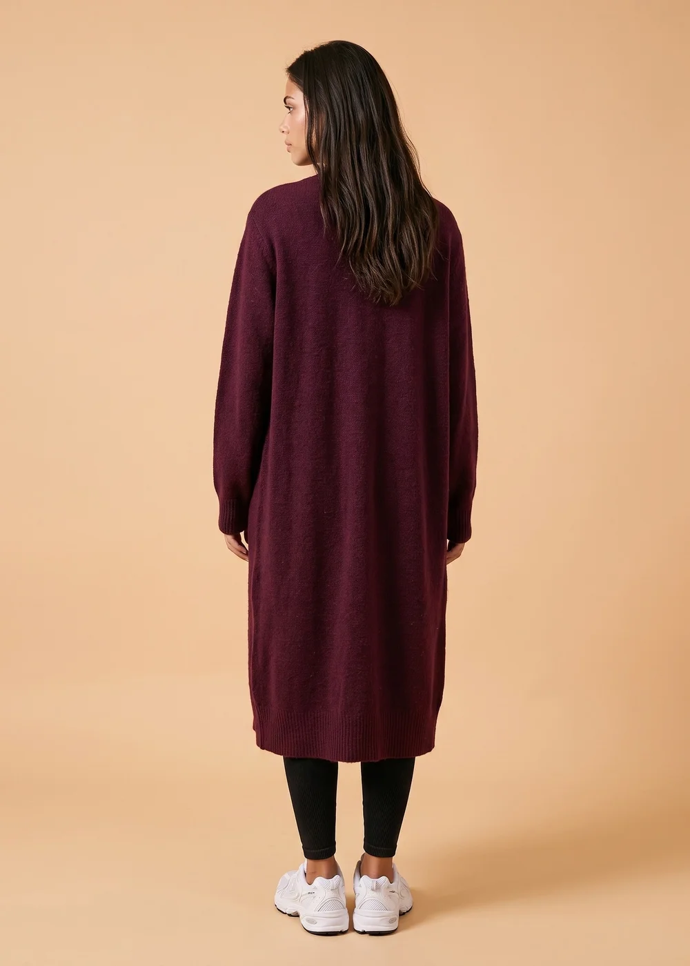 Urban Bliss Burgandy Longline Patch Pocket Cardigan - S Image 3