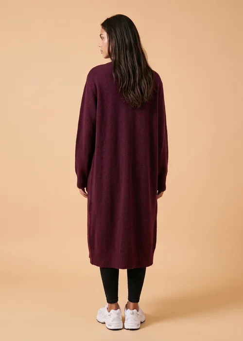 Urban Bliss Burgandy Longline Patch Pocket Cardigan - S Image 3