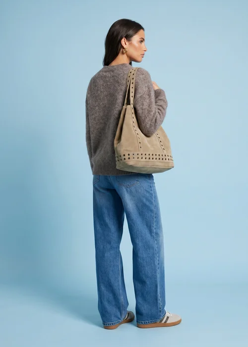 Urban Bliss Taupe Wool Blend V Neck Jumper - L Image 3