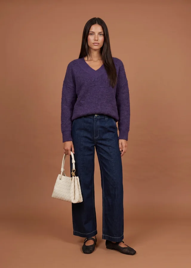 Urban Bliss Purple Wool Blend V Neck Jumper